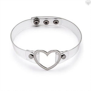 Clear Choker + Silver Heart by Love in Leather