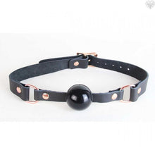 Leather Gag with Solid Rubber Ball - Rose Gold